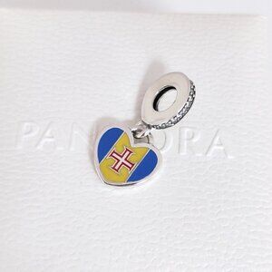 Pandora Madeira Islands Flag Heart Dangle Charm S925 Silver with box
